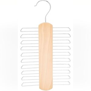 Wooden Tie Hanger & Belt Rack - Natural, 2-Pack Organizer New